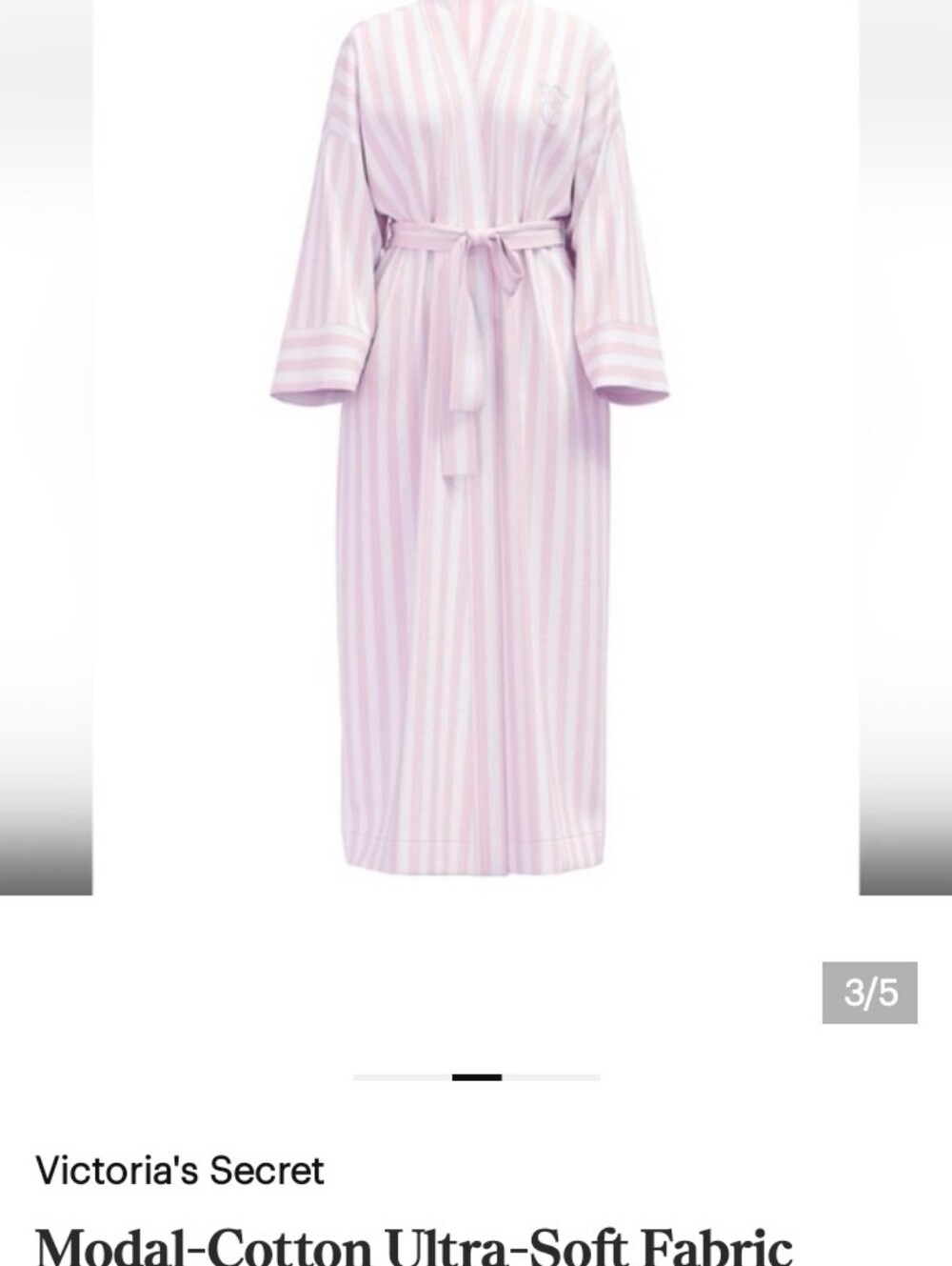 Victoria's Secret Pink & White Striped Long Robe